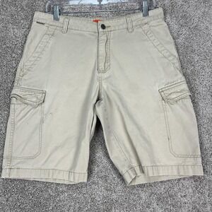 Merrell‎ Cargo Shorts Mens 32 Khaki Beige Outdoor Utility Pockets Hiking STAIN